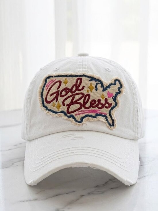 KBETHOS Accessories - Ladies White God Bless Female Baseball Hat Ball Cap